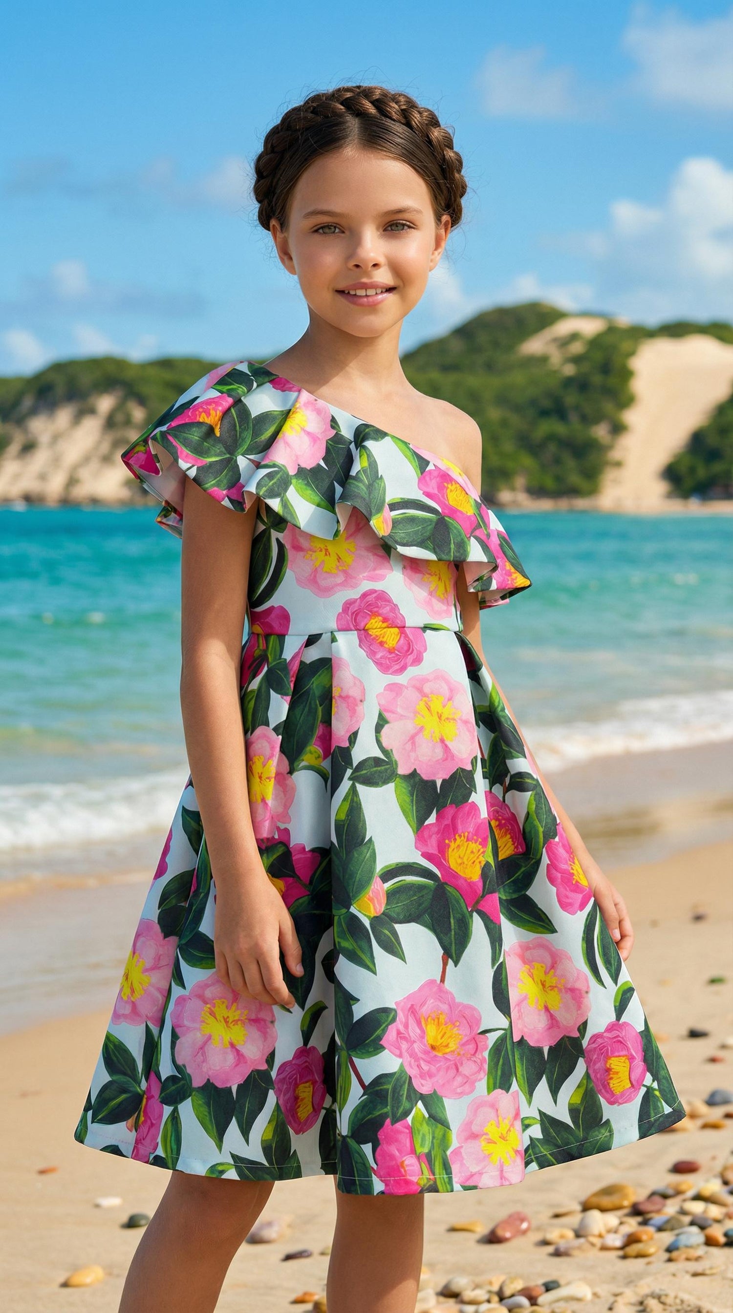 ONE-SHOULDER FLORAL GARDEN DRESS