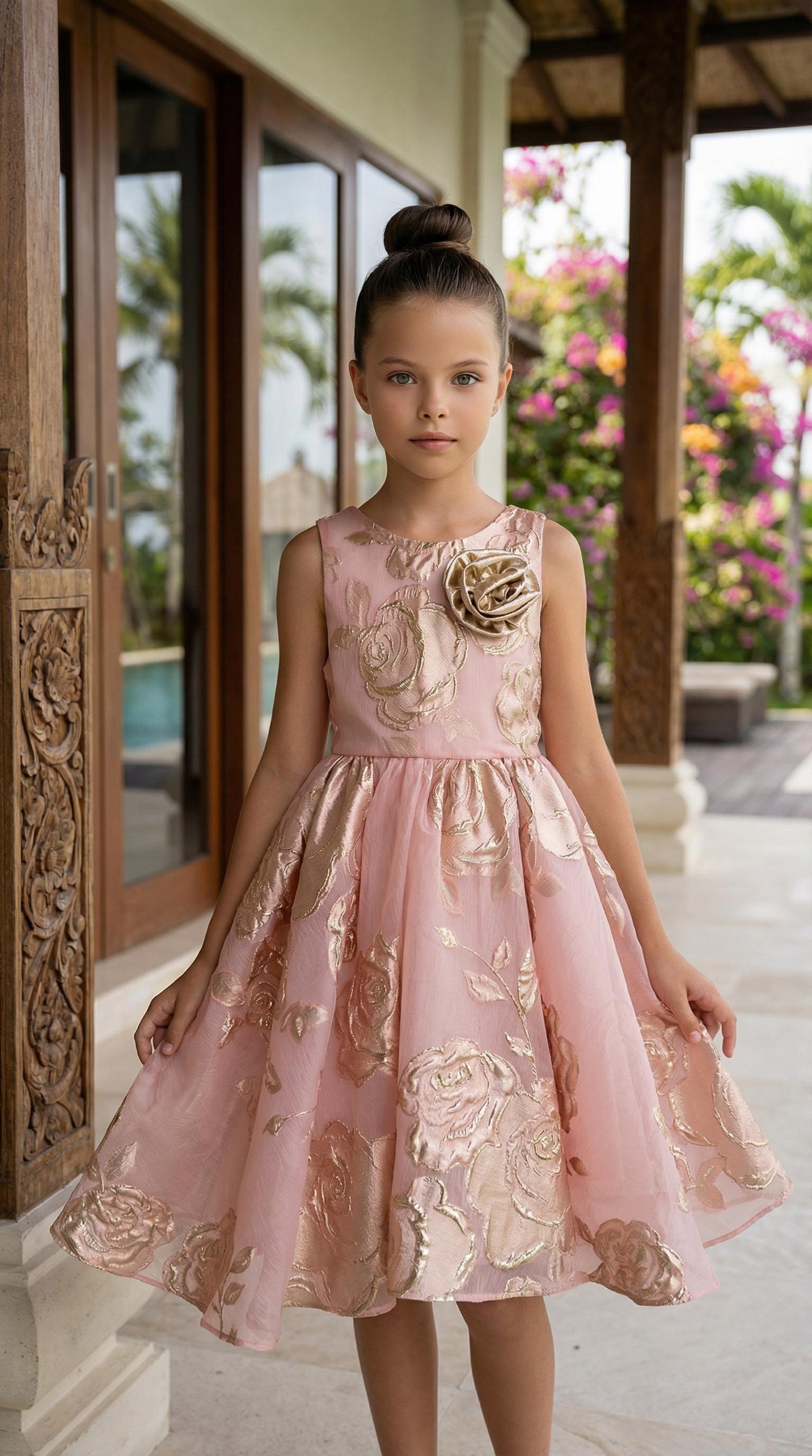 ROSE JACQUARD BELTED DRESS