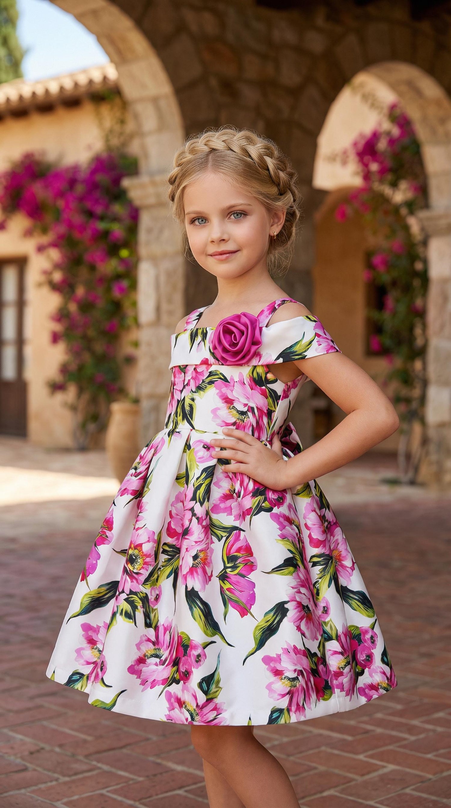 STRAPPY SHAWL COLLAR ROSE DRESS