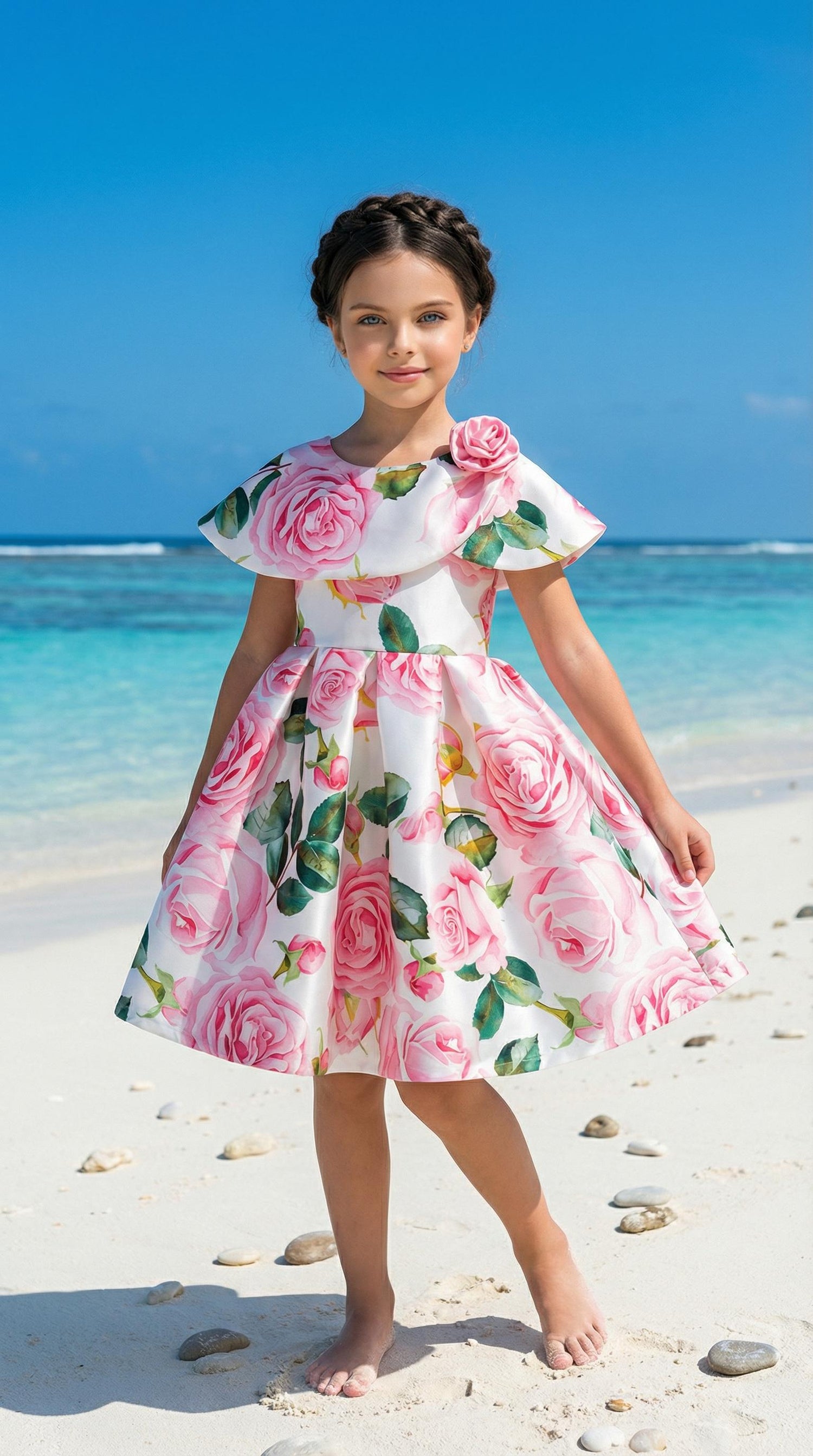 LARGE ROSE CAPE DRESS