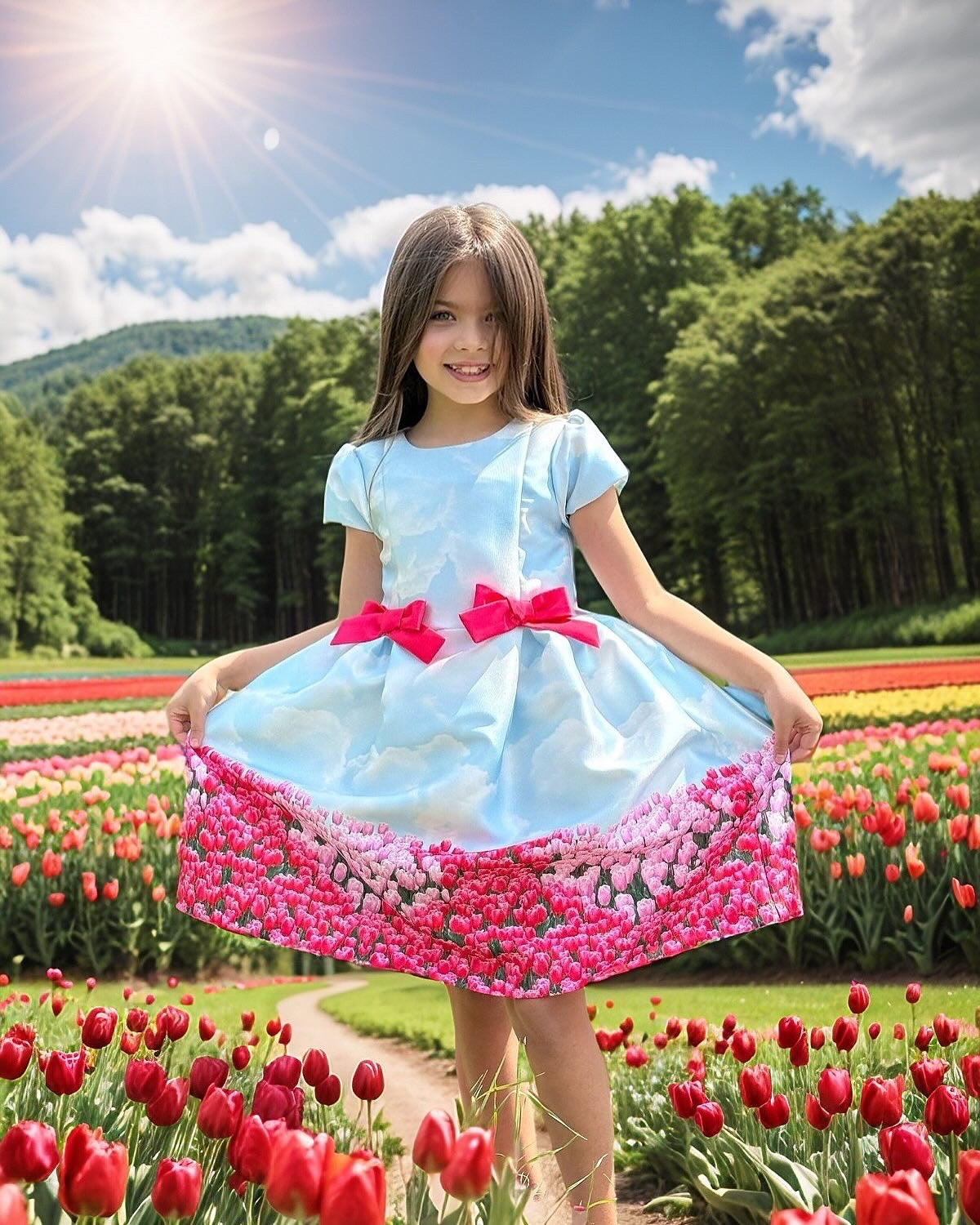 SKY BLUE FLORAL DRESS