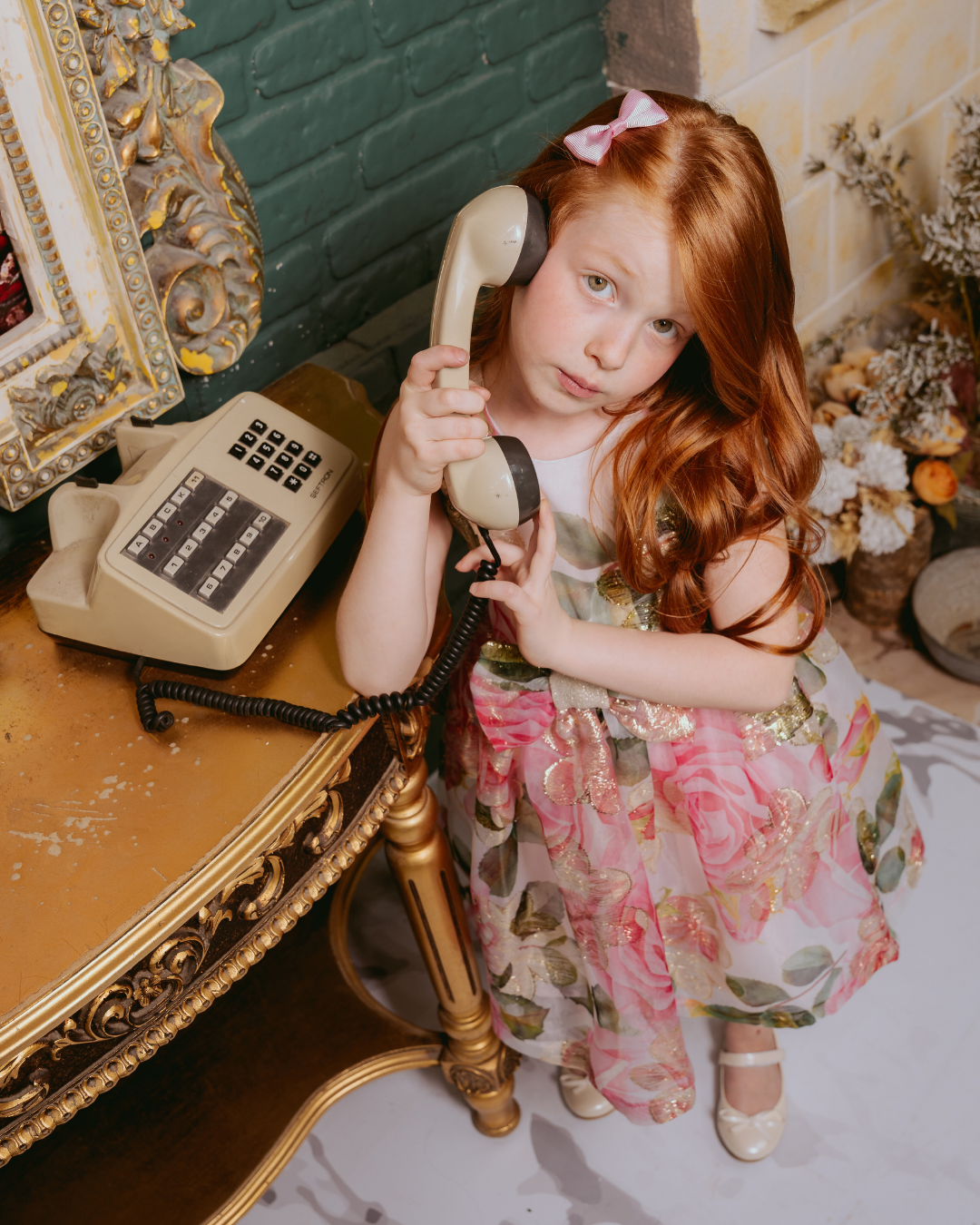 GOLD ROSE JACQUARD BOW DRESS
