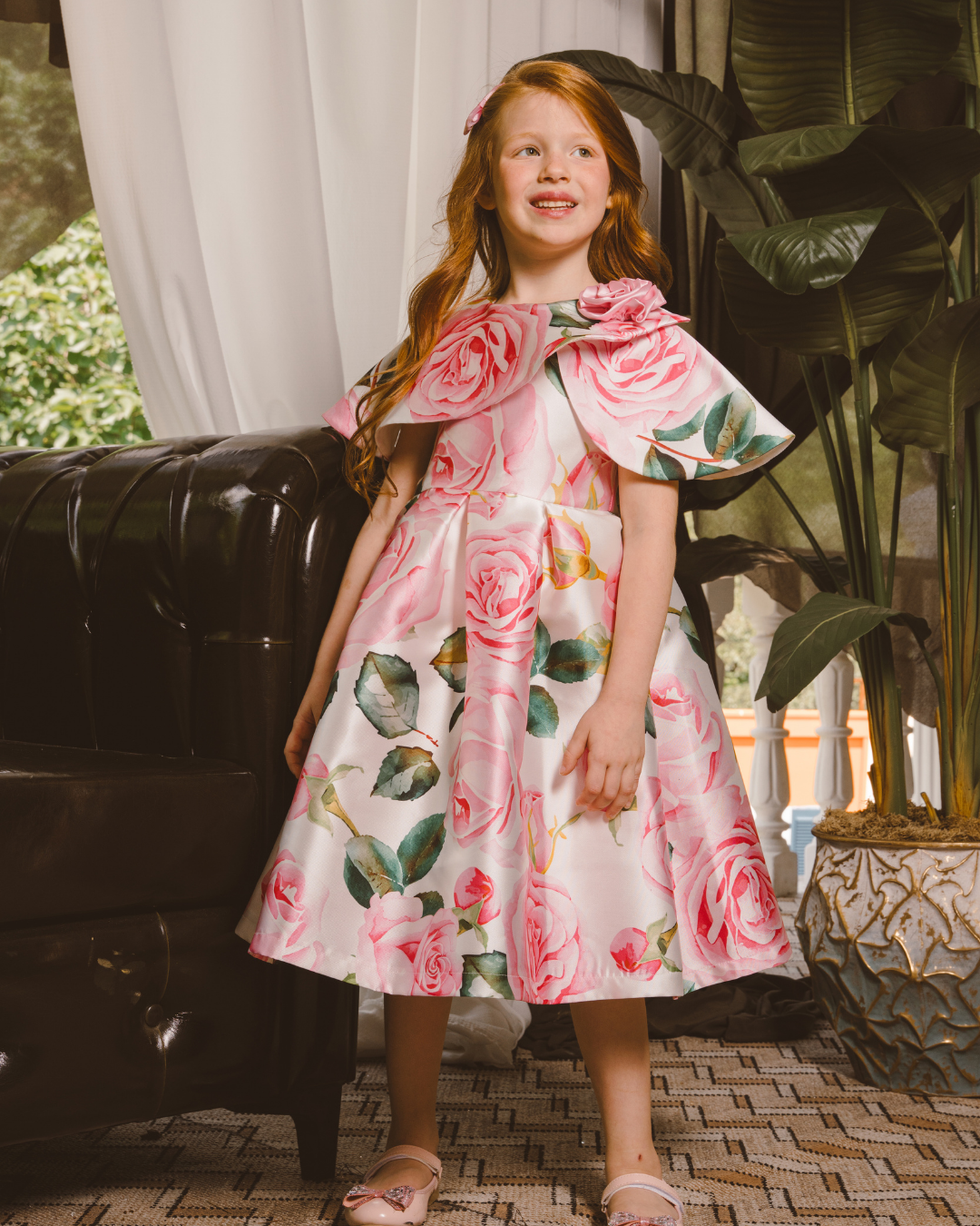 LARGE ROSE CAPE DRESS