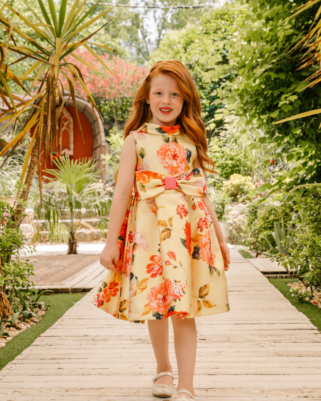 SHAWL COLLAR FLORAL DRESS