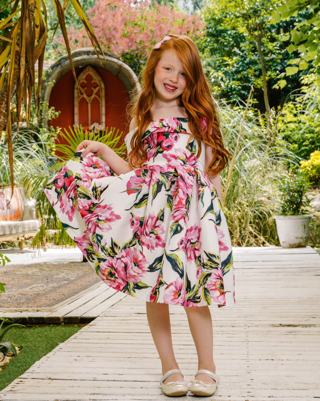 STRAPPY SHAWL COLLAR ROSE DRESS