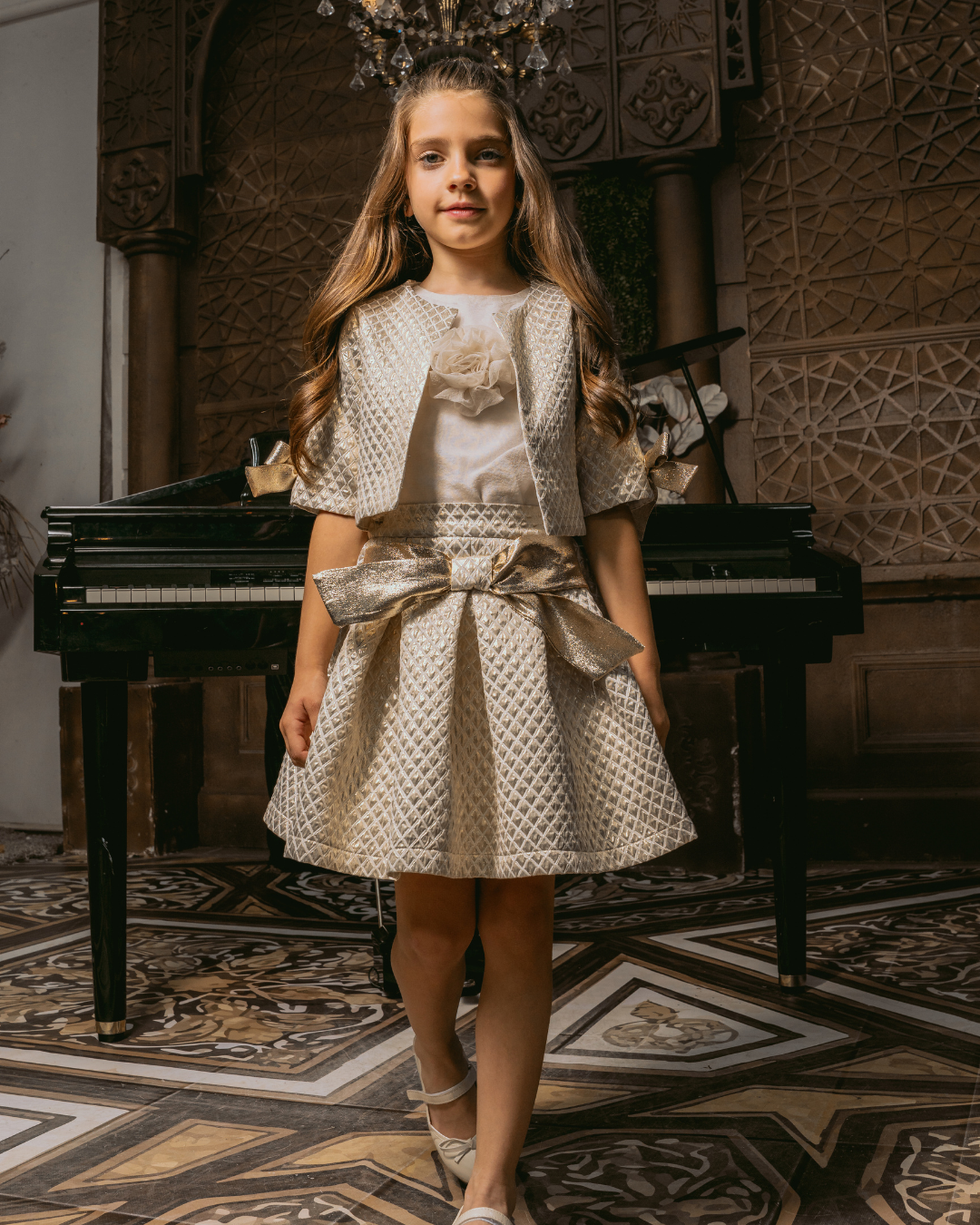 JACQUARD PATTERNED JACKET SKIRT SUIT