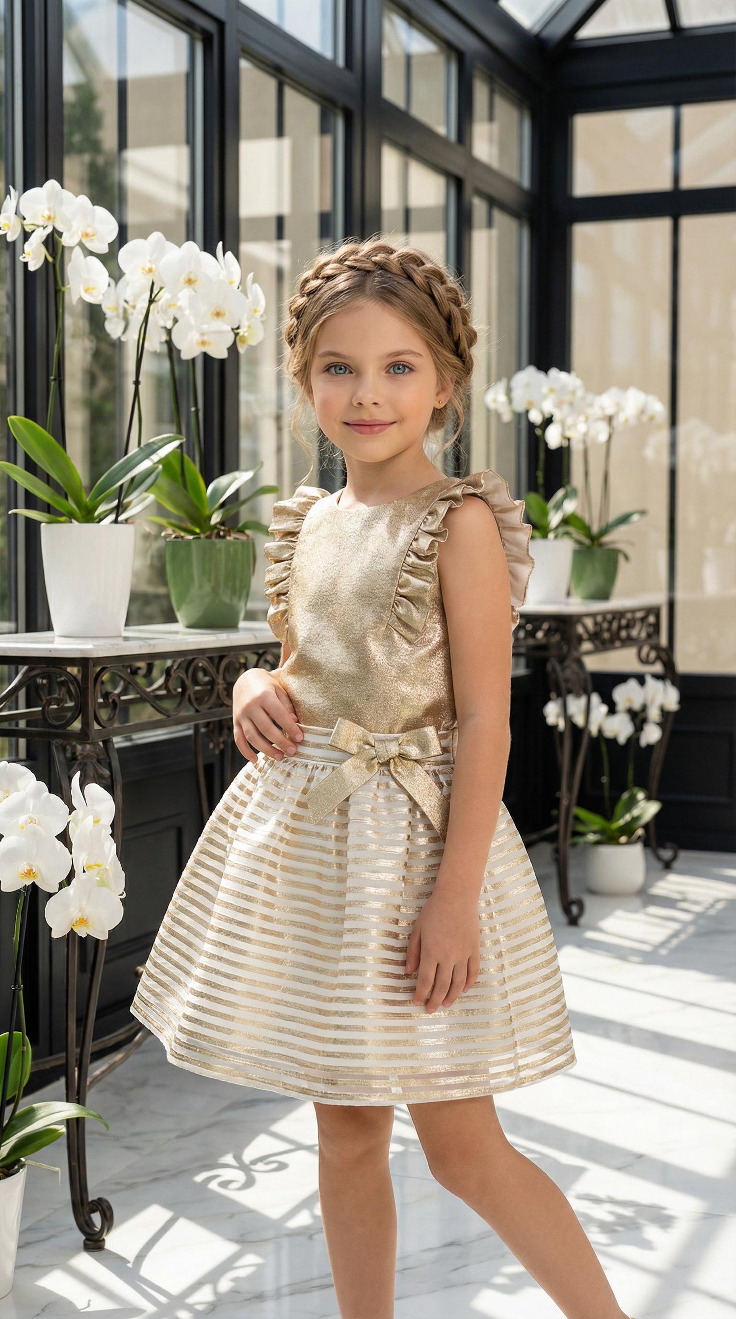 STRIPED ROSE SKIRT & BLOUSE SET