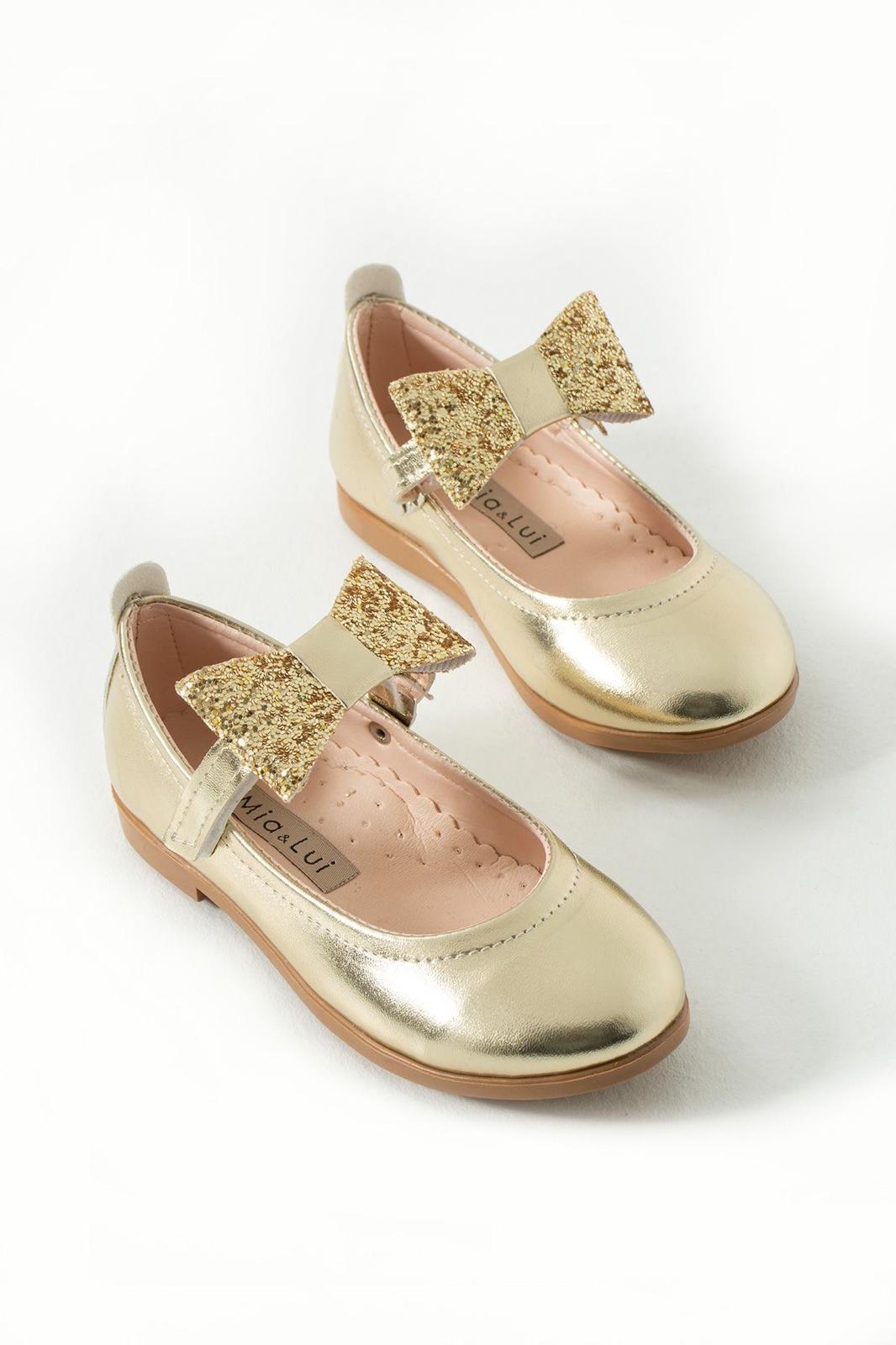 GLITTER BOW GOLD SHOES