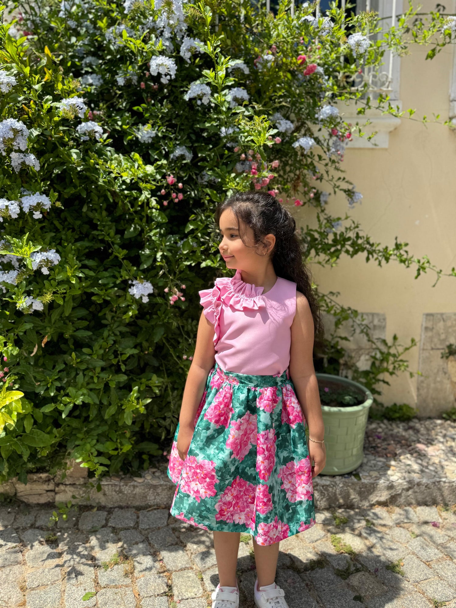 VIOLET FLORAL SKIRT & BLOUSE SET