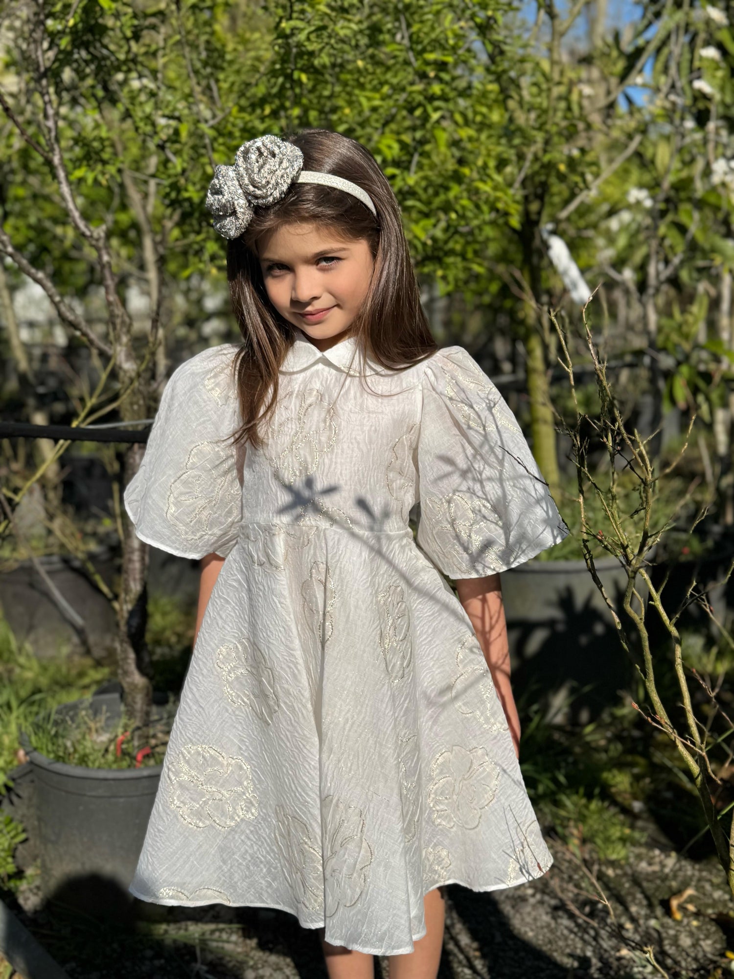 BABY COLLAR FLORAL JACQUARD DRESS
