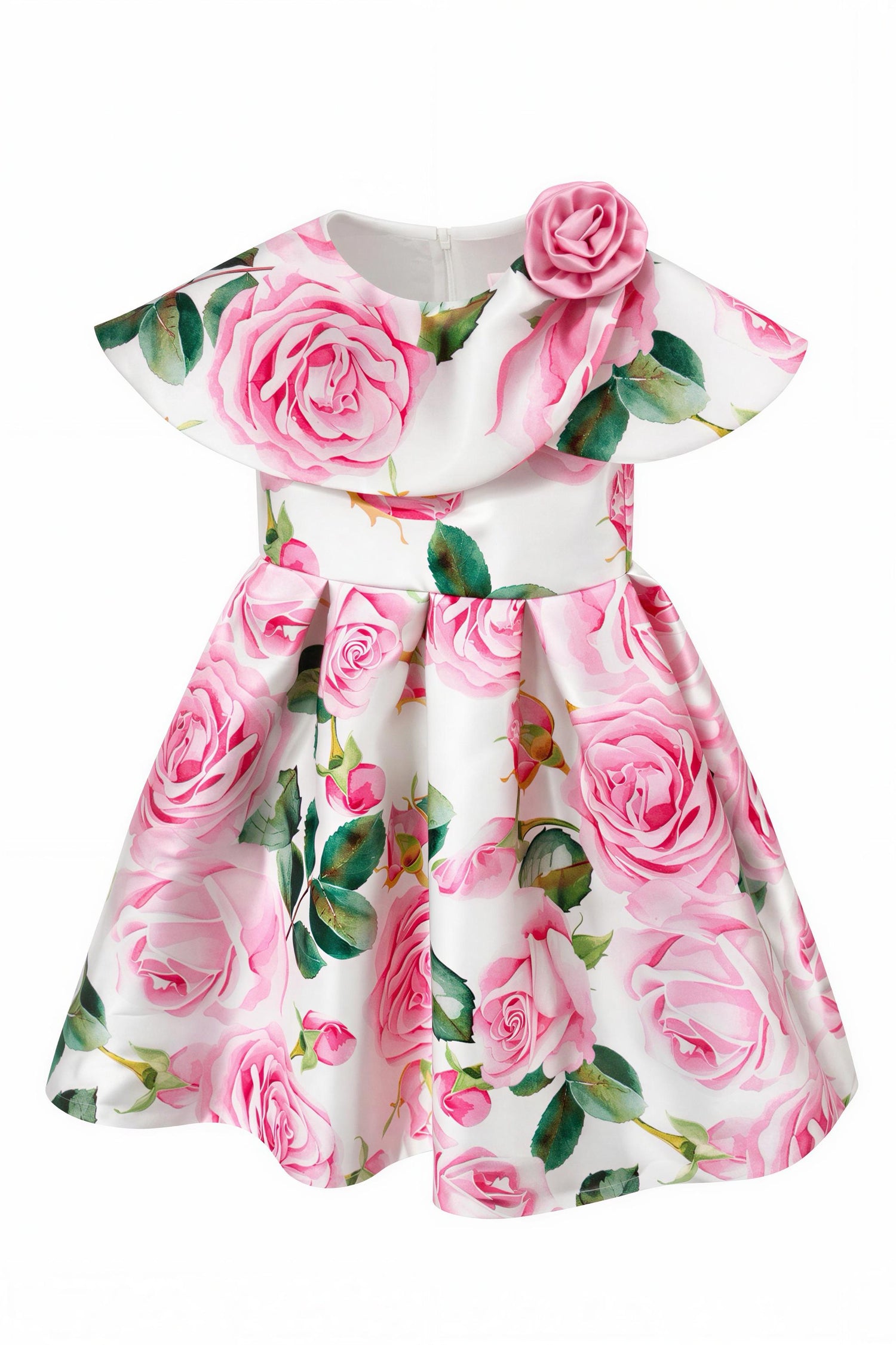 BIG ROSE CAPE COLLAR DRESS