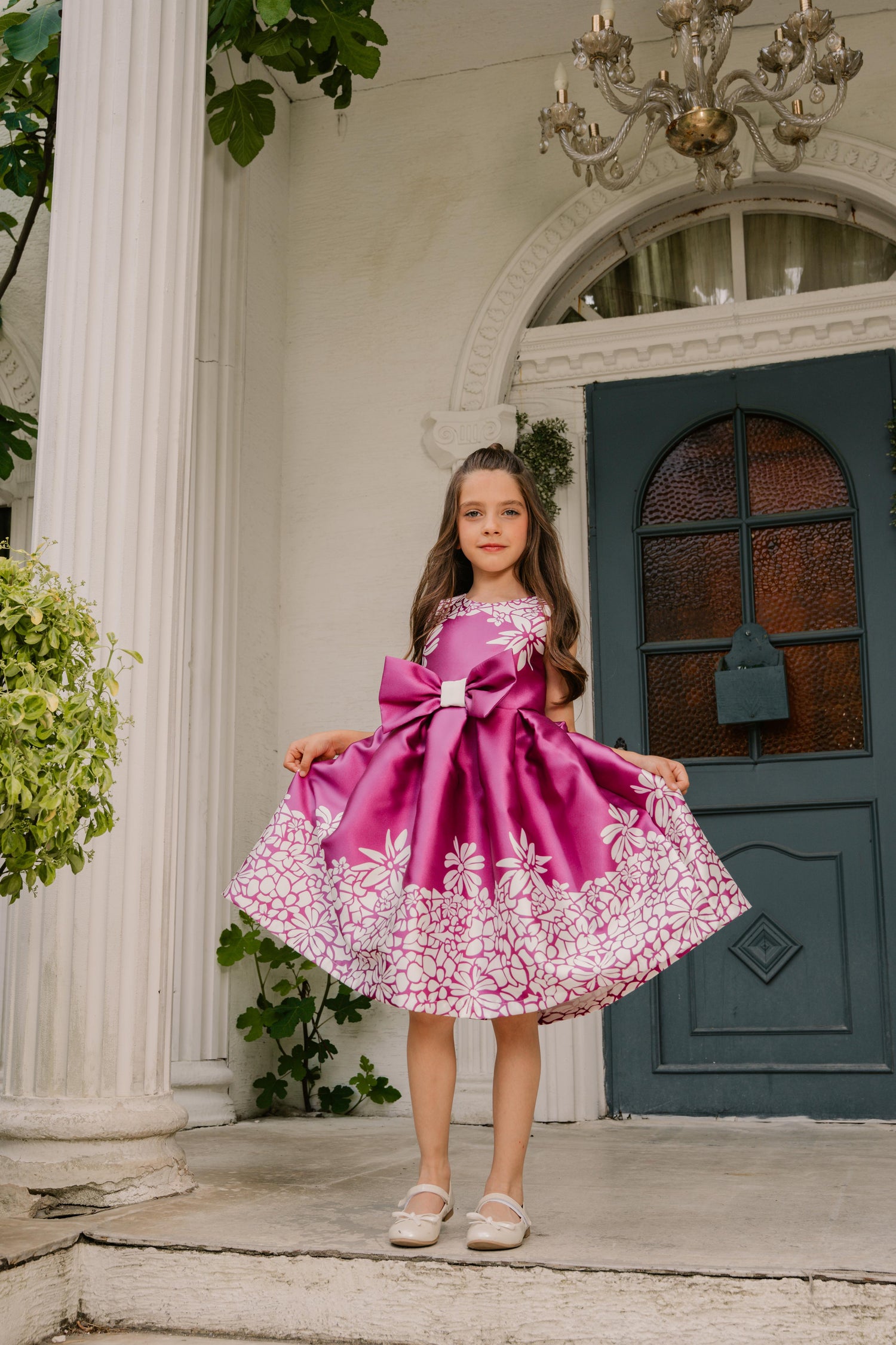 FLORAL PATTERN BOW DRESS