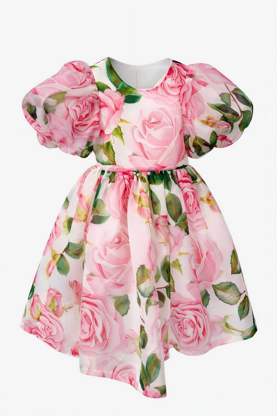BIG PINK ROSE ORGANZA DRESS