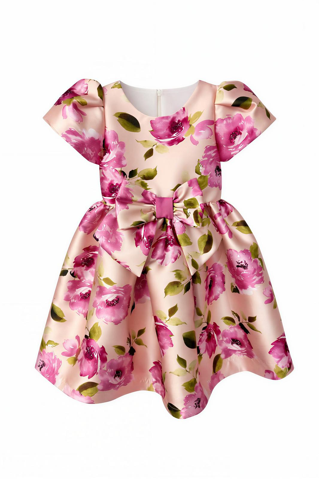 FUCHSIA FLORAL BOW DRESS