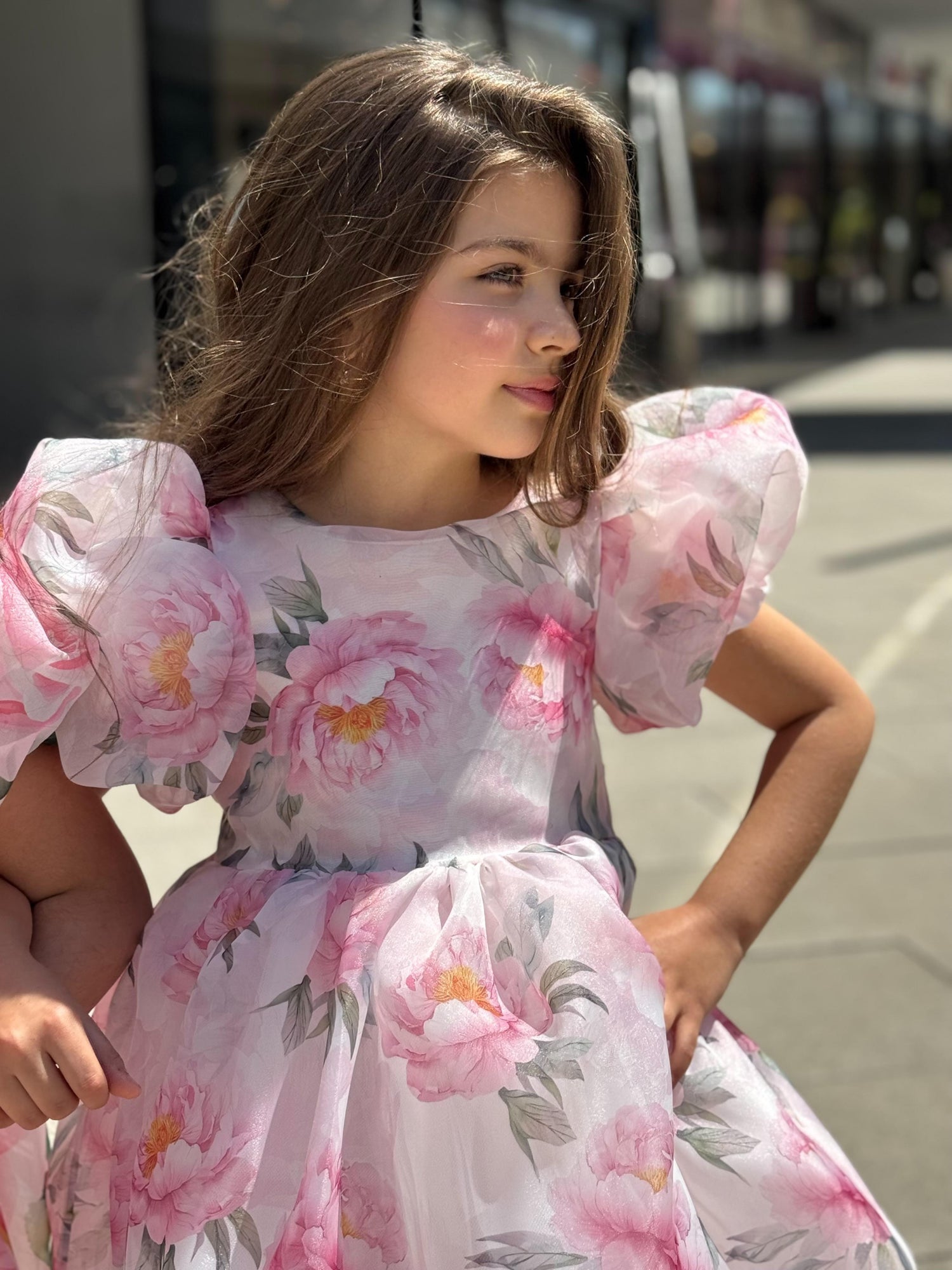 PUFFY PINK FLORAL DRESS
